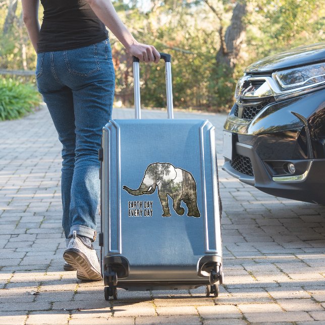 Sticker Elephant dans les ruines du Cambodge : bâton de Jo (Valise Insitu)