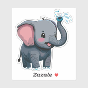 Sticker Éléphant de bébé mignon pulvérisant de l'eau de so