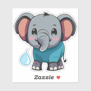 Sticker Éléphant de bébé mignon qui pulvérise de l'eau de