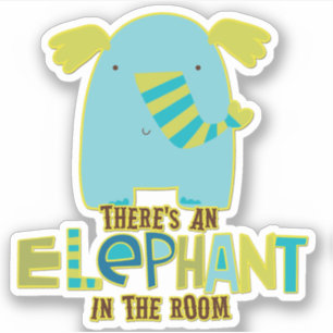 Sticker Elephant drôle dans le contour de la pièce