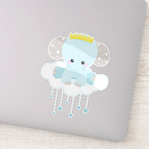 Sticker Eléphant, Eléphant Sur Un Nuage, Couronne, Étoiles