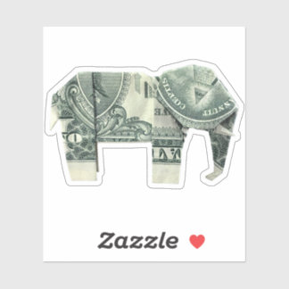 Sticker Éléphant en origami d'argent
