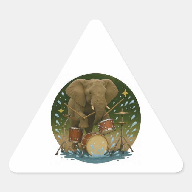 Sticker : Elephant Jouer des tambours dans un bain (Devant)