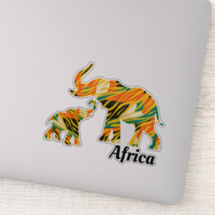 Sticker Eléphant mère et bébé   Motif africain