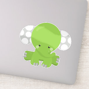 Sticker Eléphant mignon, Eléphant petit, Eléphant vert