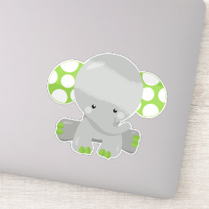 Sticker Eléphant mignon, petit éléphant - gris vert