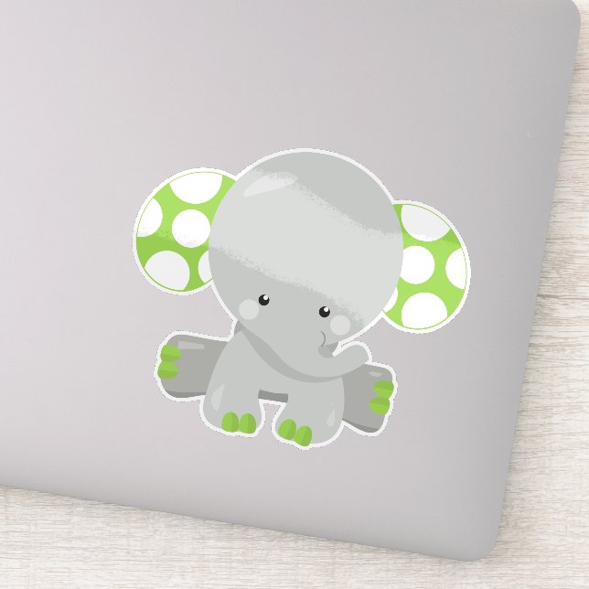 Sticker Eléphant mignon, petit éléphant - gris vert (Détail)