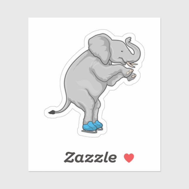 Sticker Elephant Patinage sur glace Patins sur glace (Feuille)