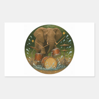Sticker: Elephant Playing Drums in a Water Tub Sticker