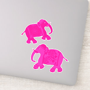 Sticker Eléphants asiatiques ensemble de 2 rose