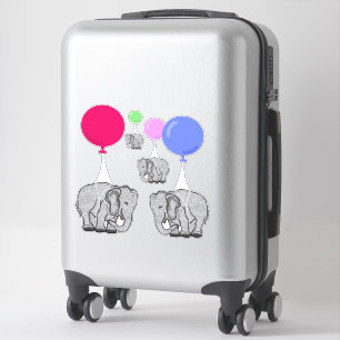 Sticker Eléphants volants avec ballons d'hélium