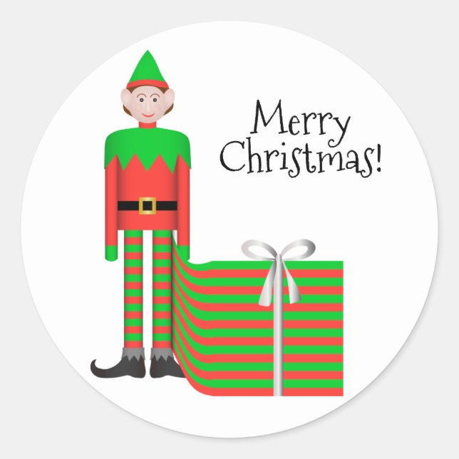 Sticker Elf de Noël - Forfait Cadeau rayé (Devant)