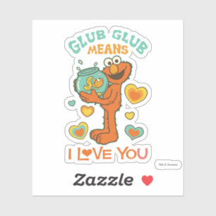 Sticker Elmo Holding son poisson rouge animal
