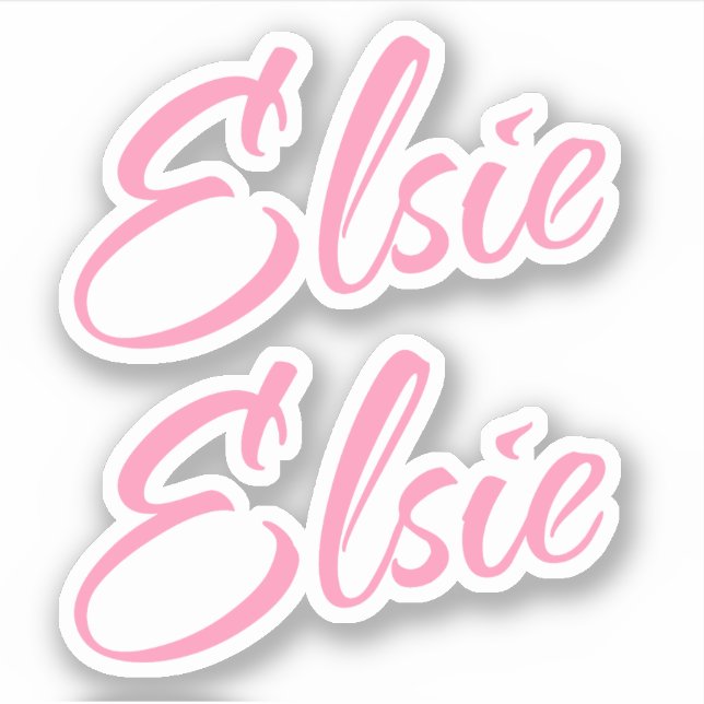 Sticker Elsie Nom décoratif en rose x2 (Devant)