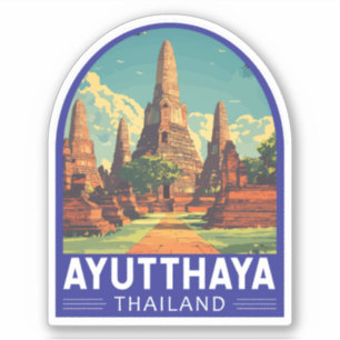 Sticker Emblème d'Art Voyage Ayutthaya Thaïlande