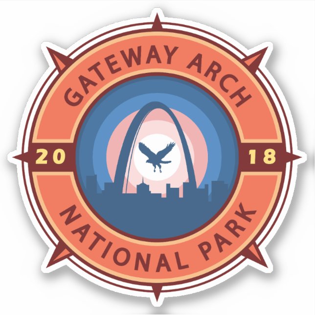 Sticker Emblème de compas rétro du parc national Gateway A (Devant)