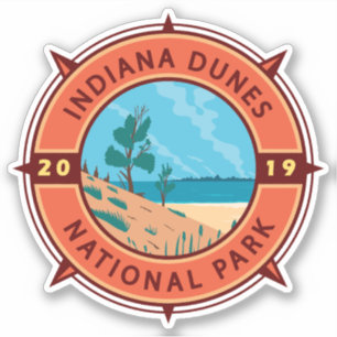 Sticker Emblème de compass rétro du parc national des dune