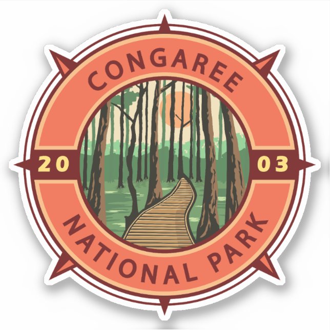 Sticker Emblème de la boussole rétro du parc national Cong (Devant)