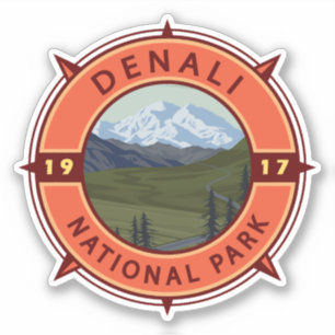 Sticker Emblème de la boussole rétro du parc national de D