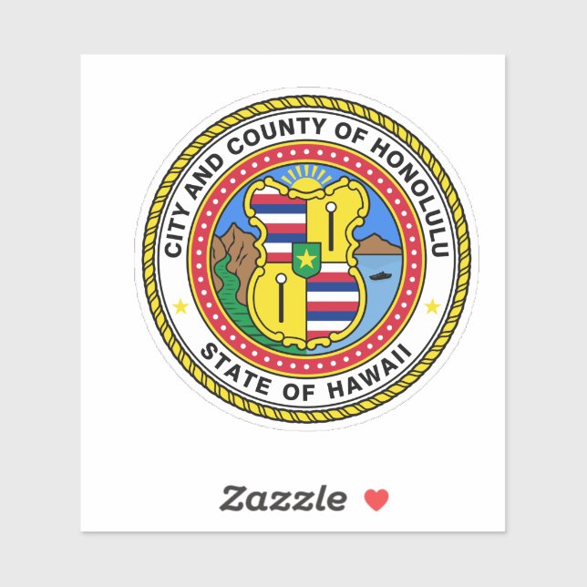 Sticker Emblème de la ville d'Honolulu, Hawaii Vinyl Stick (Feuille)