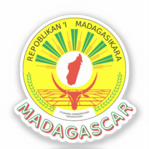 Sticker Emblème de Madagascar avec détail du drapeau