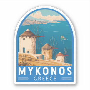 Sticker Emblème de Mykonos Grèce Travel Art