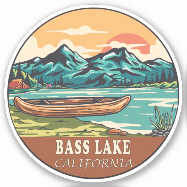 Sticker Emblème de pêche nautique de Bass Lake California (Devant)