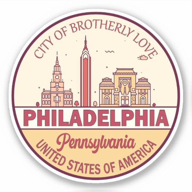 Sticker Emblème de Philadelphie Pennsylvania City Skyline (Devant)