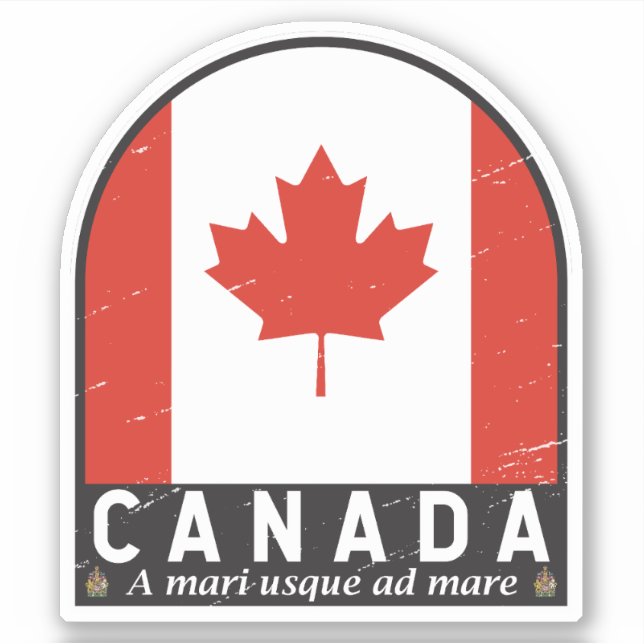 Sticker Emblème du drapeau du Canada Vintage (Devant)