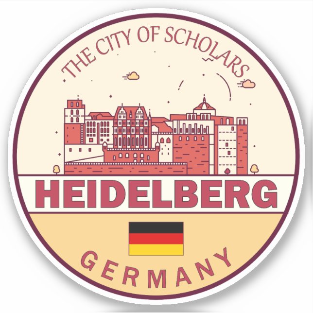 Sticker Emblème Heidelberg Allemagne City Skyline (Devant)