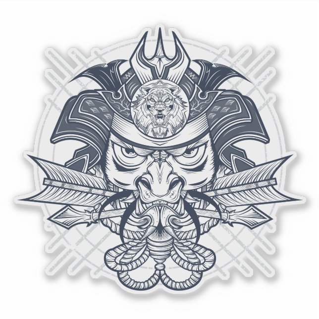 Sticker Emblème japonais Lion Samurai (Devant)