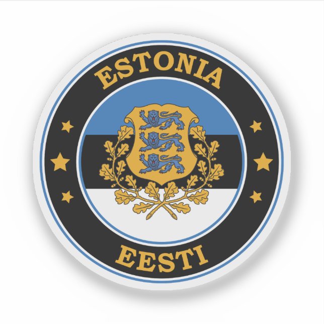 Sticker Emblème rond du drapeau estonien (Devant)