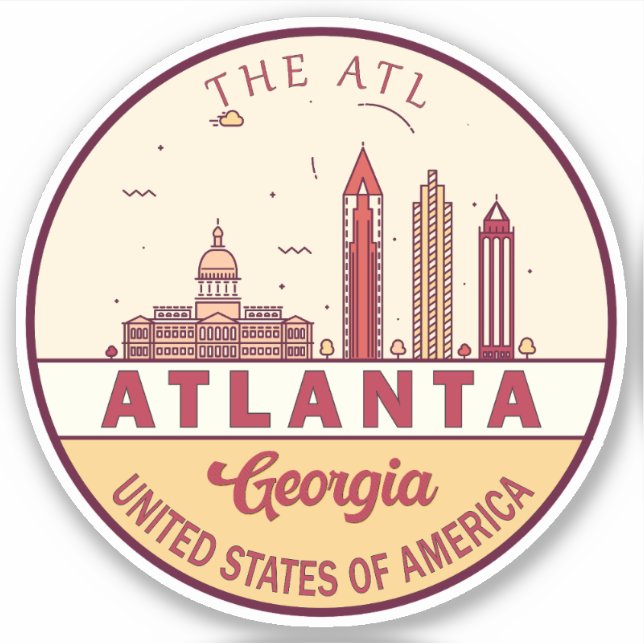 Sticker Emblème Skyline Atlanta Georgia City (Devant)
