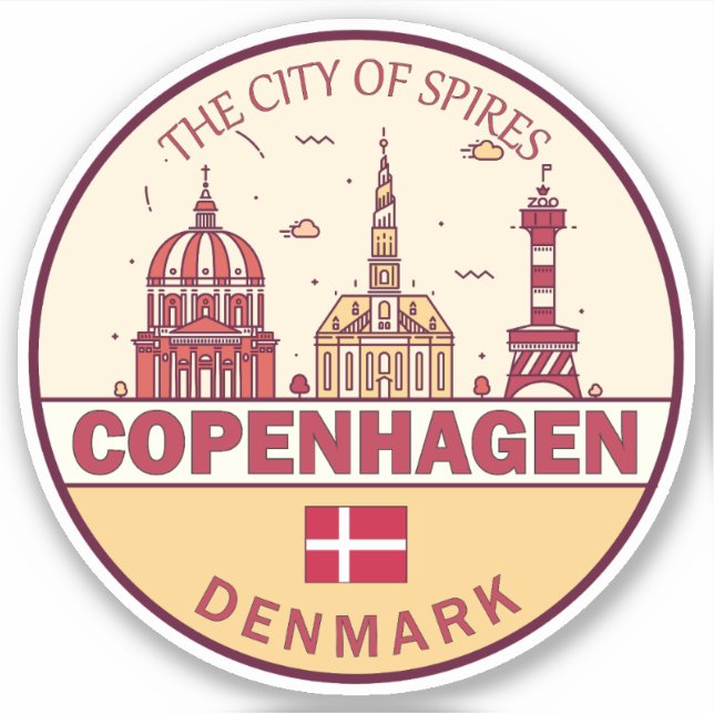 Sticker Emblème Skyline de Copenhague Danemark City (Devant)