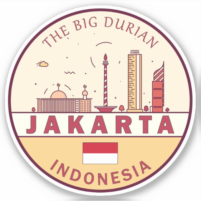 Sticker Emblème Skyline de Jakarta Indonesia City (Devant)