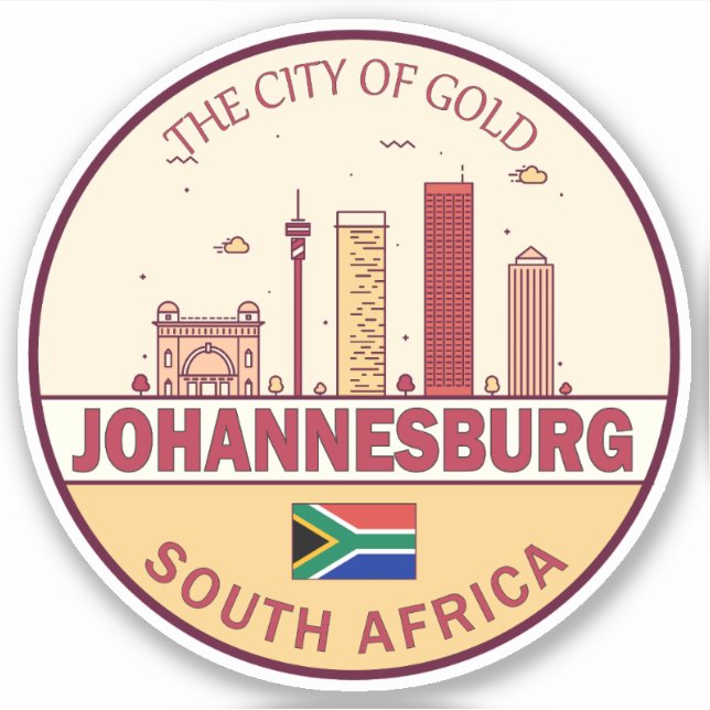 Sticker Emblème Skyline de Johannesburg Afrique du Sud (Devant)