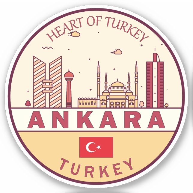 Sticker Emblème Skyline de la ville d'Ankara Turquie (Devant)