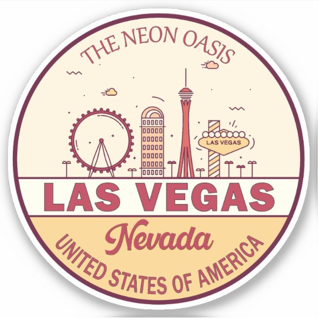 Sticker Emblème Skyline de Las Vegas Nevada City (Devant)