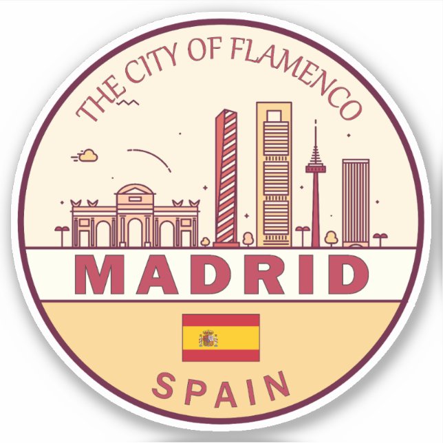 Sticker Emblème Skyline de Madrid Espagne (Devant)