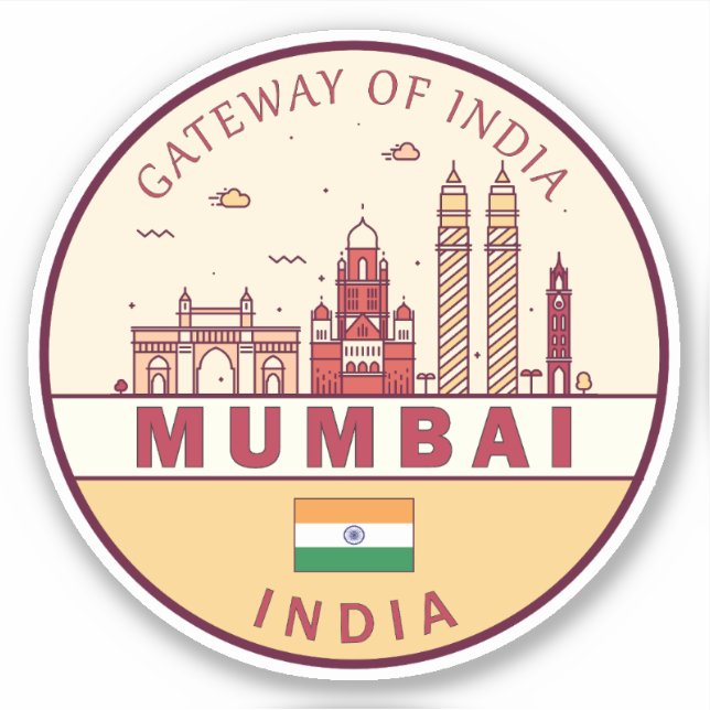 Sticker Emblème Skyline de Mumbai India (Devant)