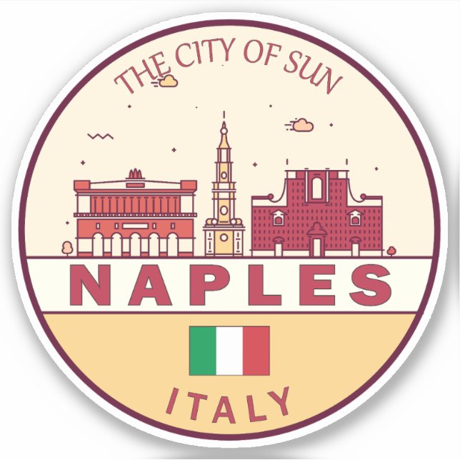 Sticker Emblème Skyline de Naples Italie (Devant)