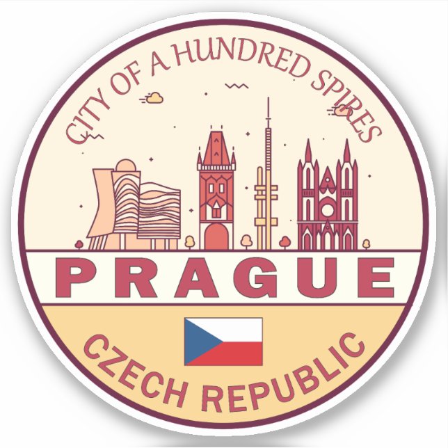 Sticker Emblème Skyline de Prague République tchèque (Devant)