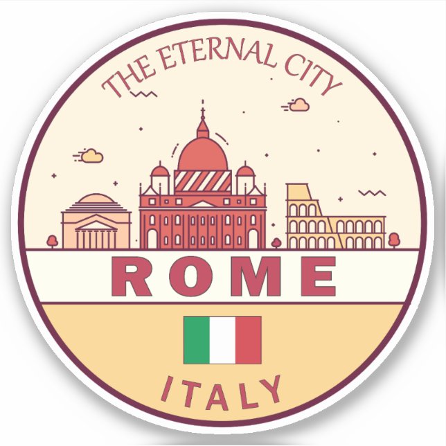 Sticker Emblème Skyline de Rome Italie (Devant)