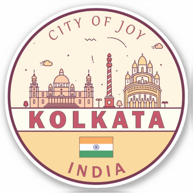 Sticker Emblème Skyline Kolkata India City (Devant)