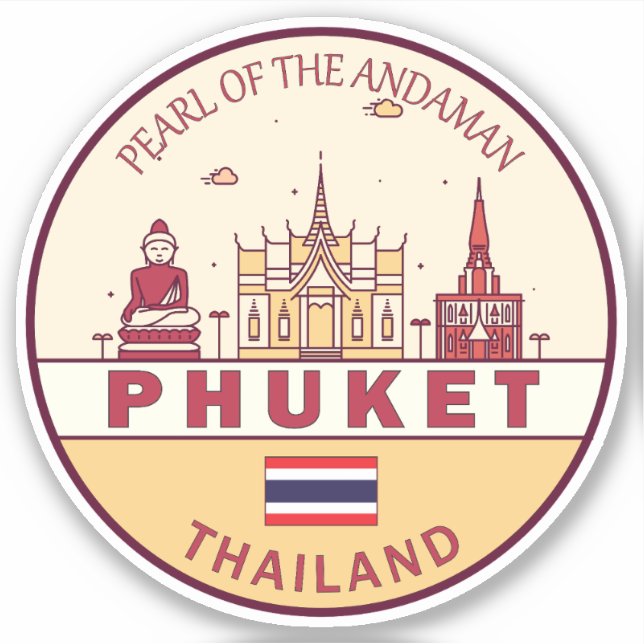 Sticker Emblème Skyline Phuket Thaïlande City (Devant)