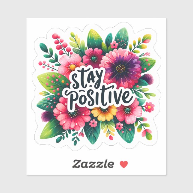 Sticker Embrace Positivity With Vibrant Floral Inspiration (Feuille)