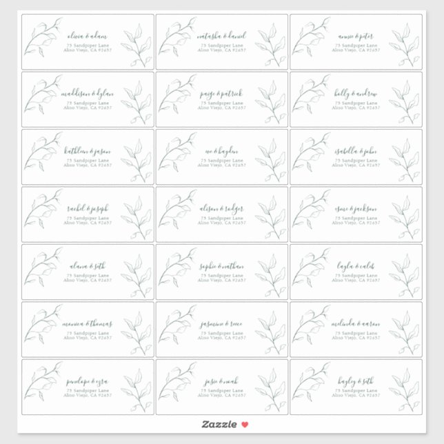 Sticker Emerald Green Script Botanical Adresse du client (Feuille)