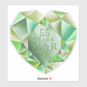 Sticker Emerald Watercolor Heart 55e anniversaire du Maria