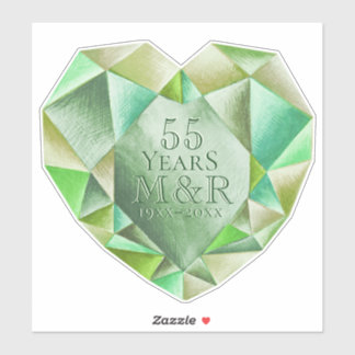 Sticker Emerald Watercolor Heart 55e anniversaire du Maria