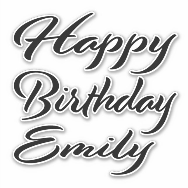Sticker Emily Nom Prénom Anniversaire de la Broderie noire (Devant)